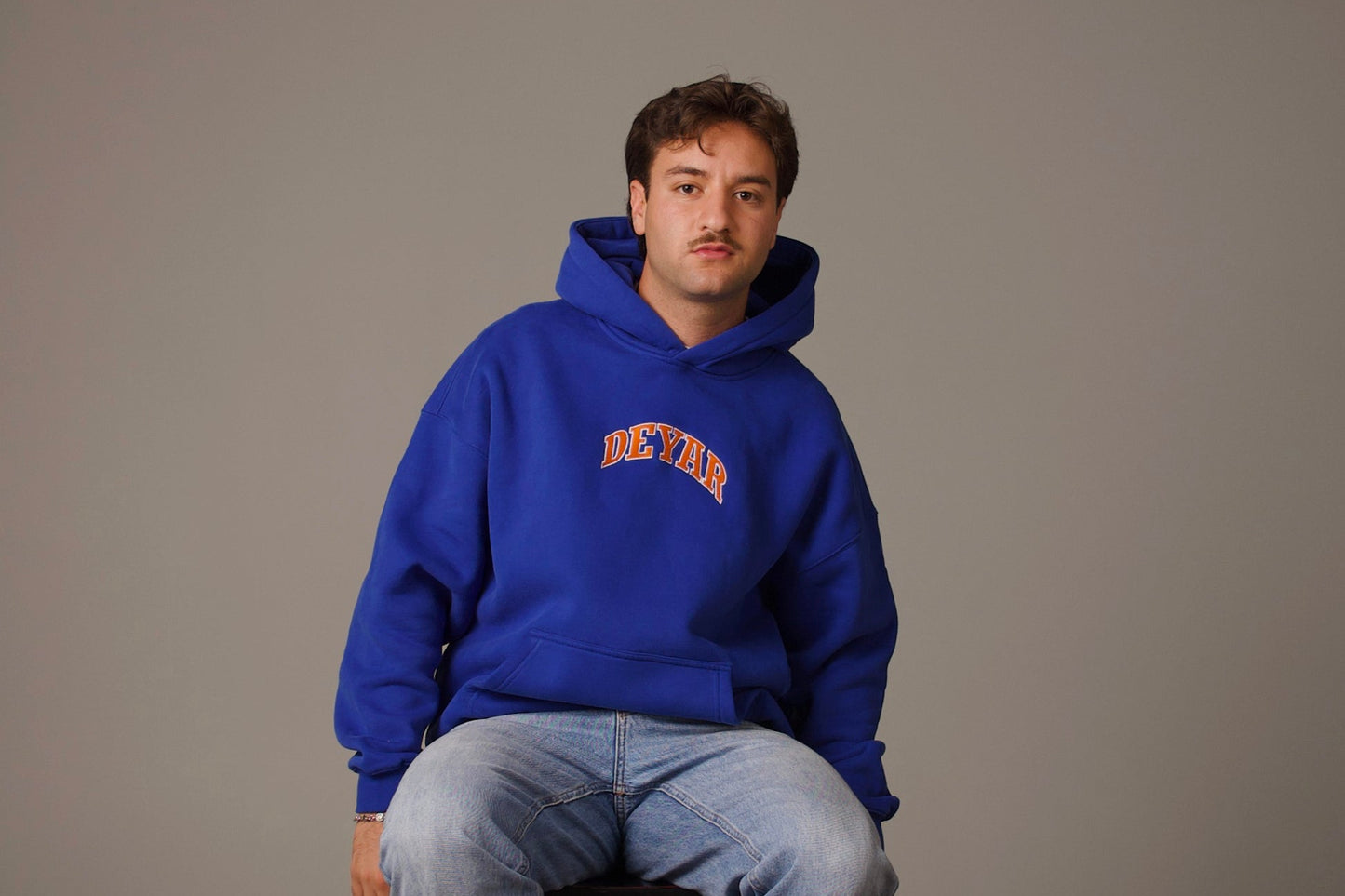 'SHIR KHORSHID' HEAVYWEIGHT HOODIE IN BLUE