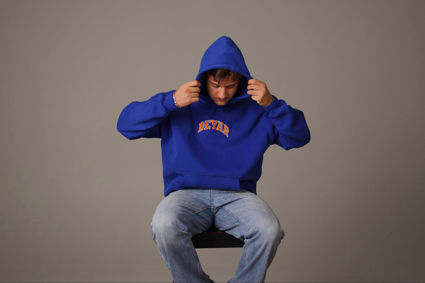 'SHIR KHORSHID' HEAVYWEIGHT HOODIE IN BLUE