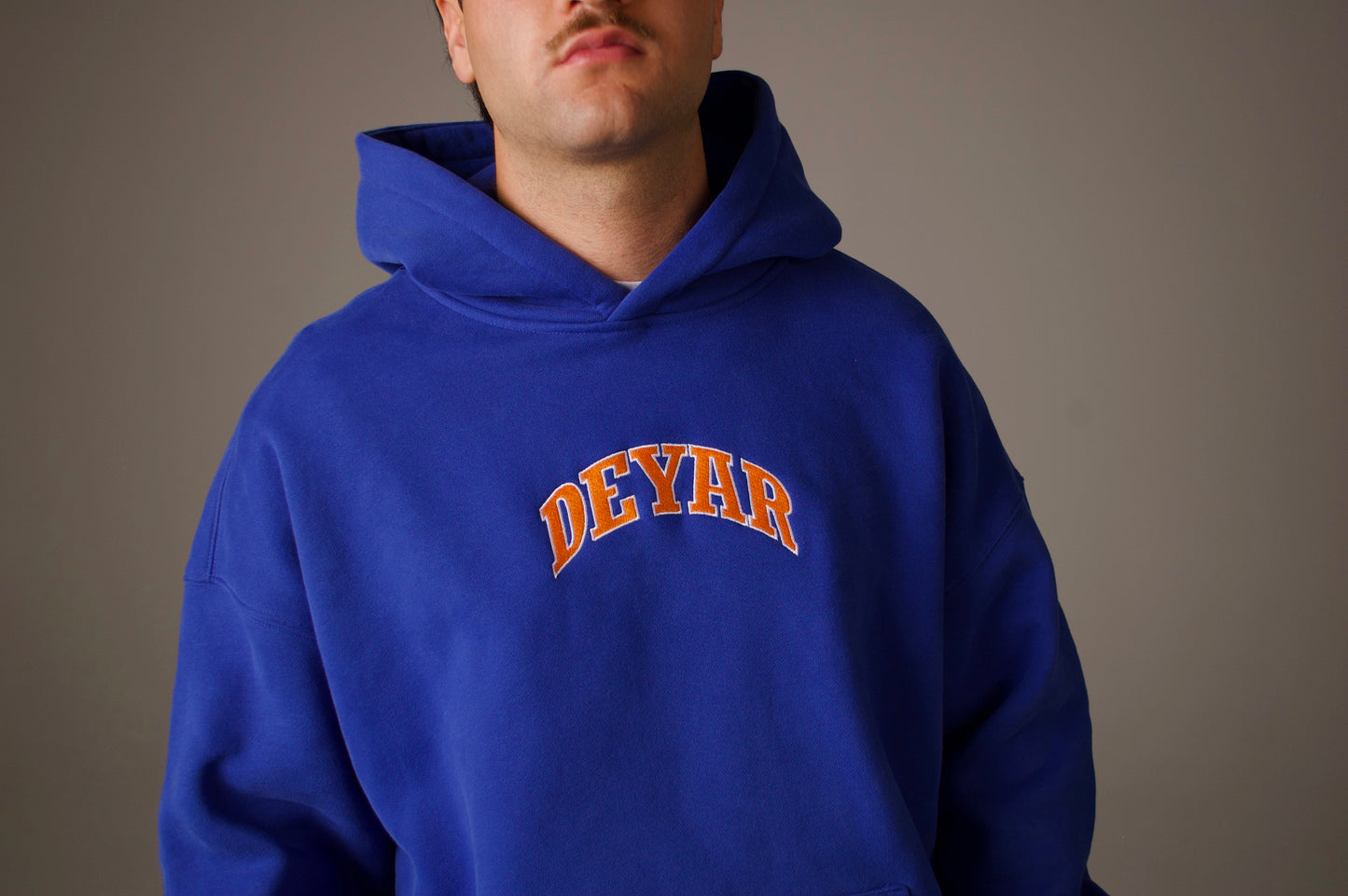 'SHIR KHORSHID' HEAVYWEIGHT HOODIE IN BLUE