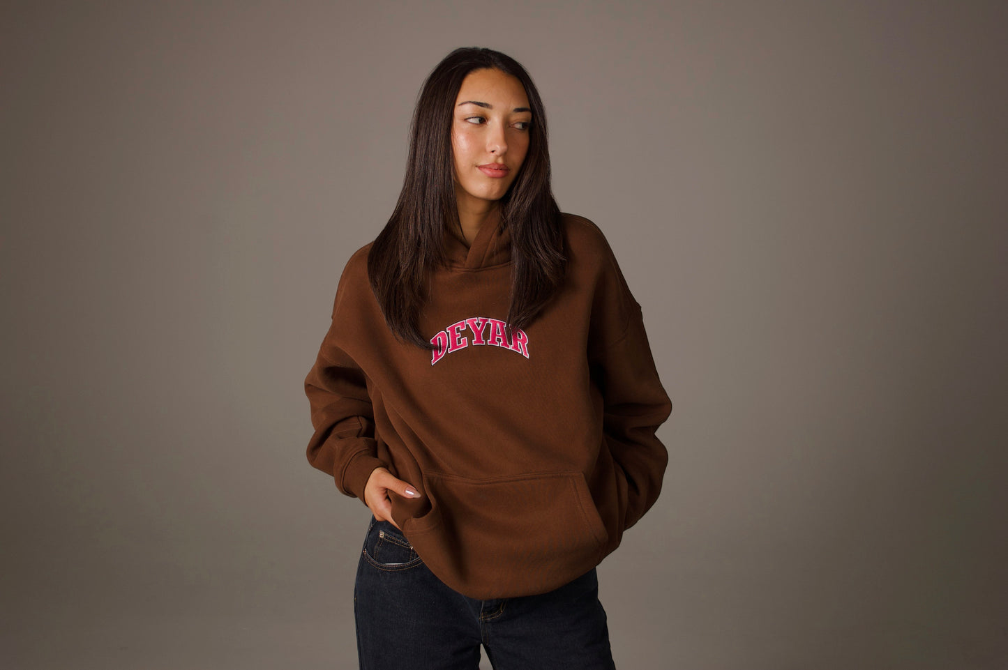 'SHIR KHORSHID' HEAVYWEIGHT HOODIE IN BROWN