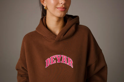 'SHIR KHORSHID' HEAVYWEIGHT HOODIE IN BROWN